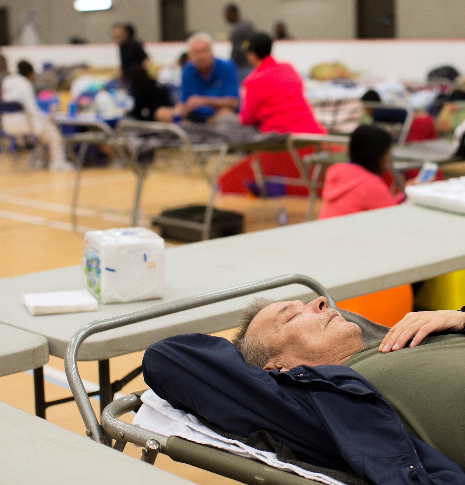 Fort McMurray residents rest at a community centre in Anzac