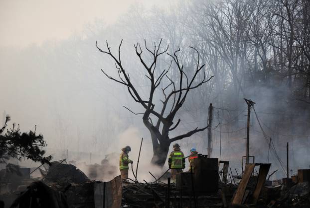 Fire at Guryong village, in Seoul