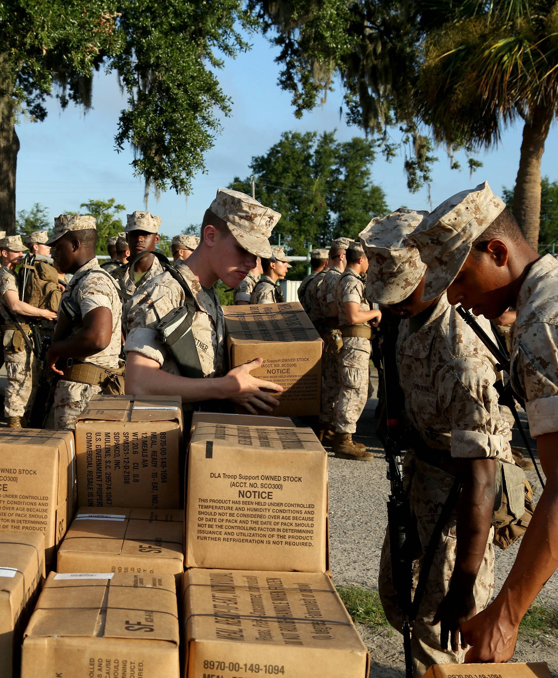 U.S. Marine recruits at Marine Corps Recruit Depot Parris Island prepare to evacuate ahead of Hurricane Florence