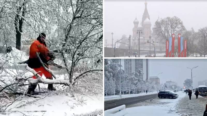 VIDEO Moskvu zatrpao snijeg: Srušena stabla, otkazani letovi