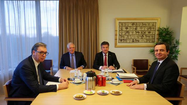 Serbian President Vucic, Kosovar PM Kurti and EU foreign policy chief Borrell attend talks in Brussels