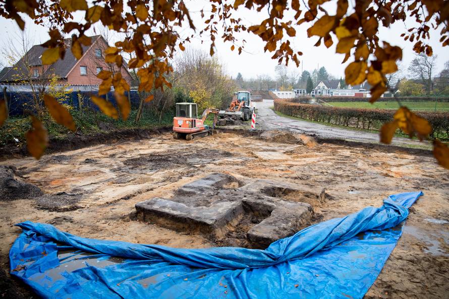 Concrete Swastika digged out at sports ground