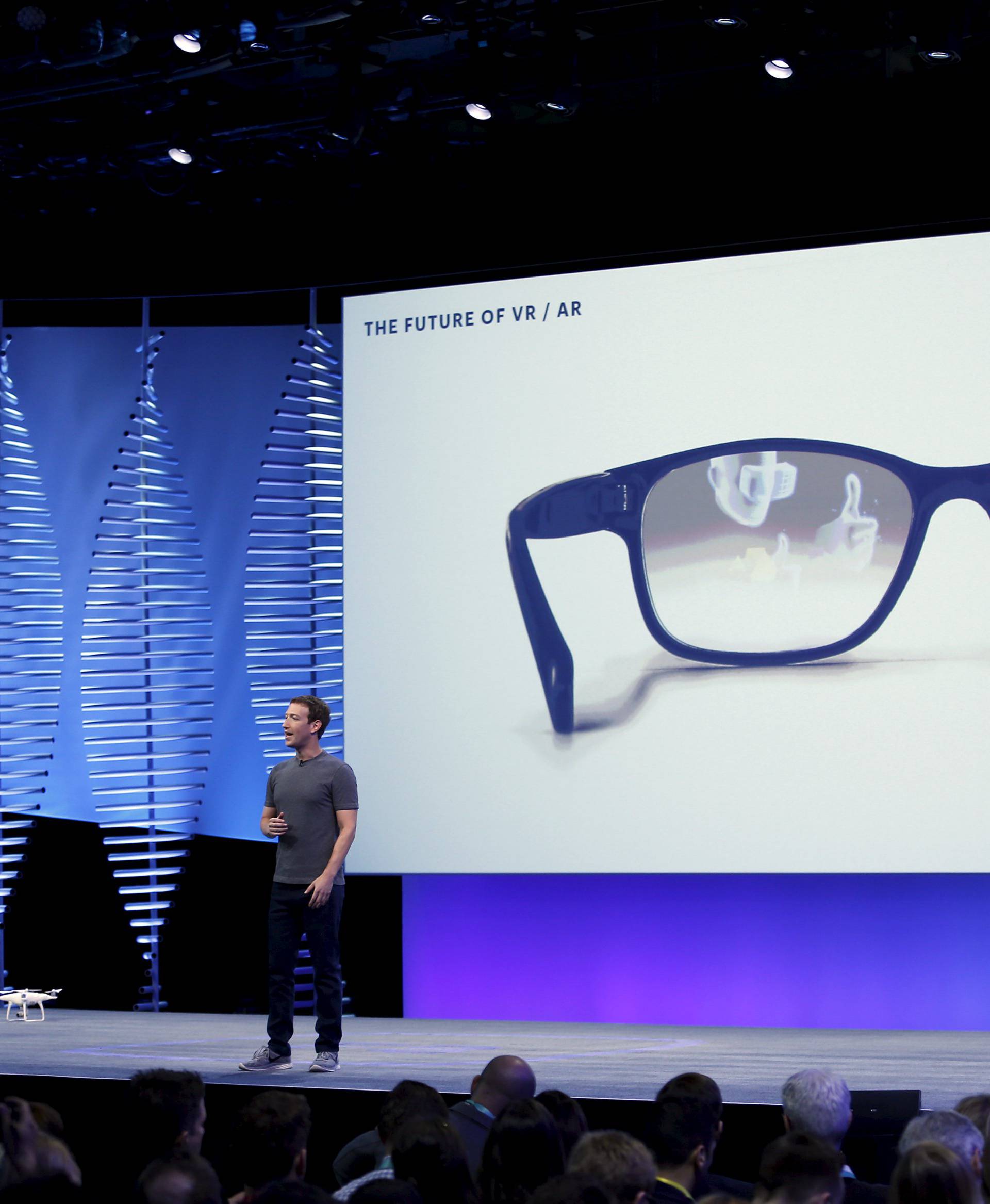 Facebook CEO Mark Zuckerberg speaks on stage during the Facebook F8 conference in San Francisco, California