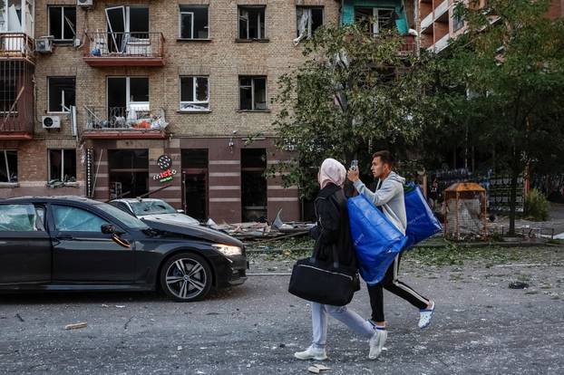 Aftermath of a Russian missile and drone attack in Kyiv