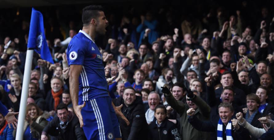 Chelsea's Diego Costa celebrates scoring their first goal