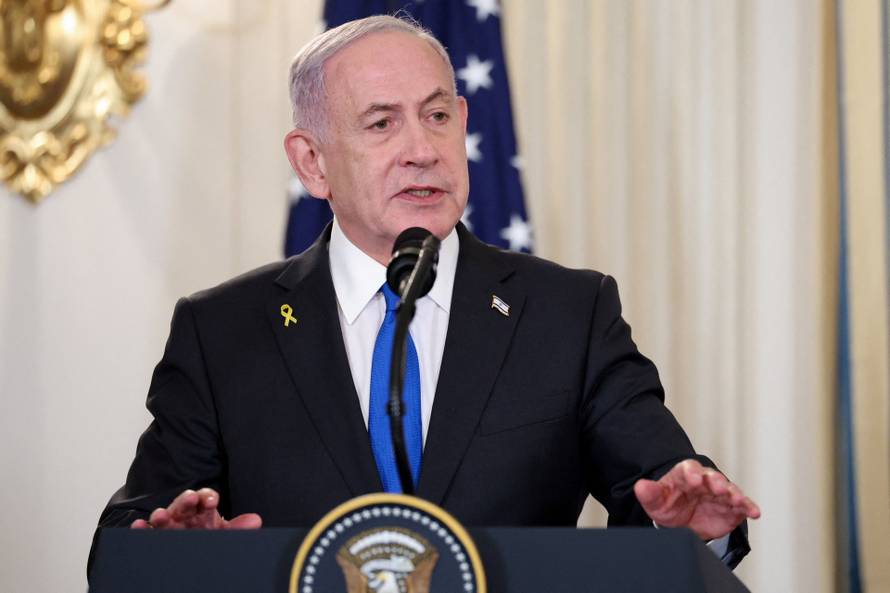 U.S. President Trump meets Israeli PM Netanyahu at the White House in Washington