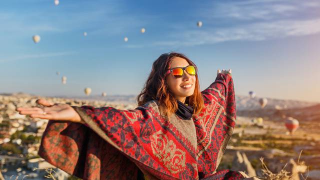 A,Tourist,Girl,On,A,Mountain,Top,Enjoying,Wonderful,View