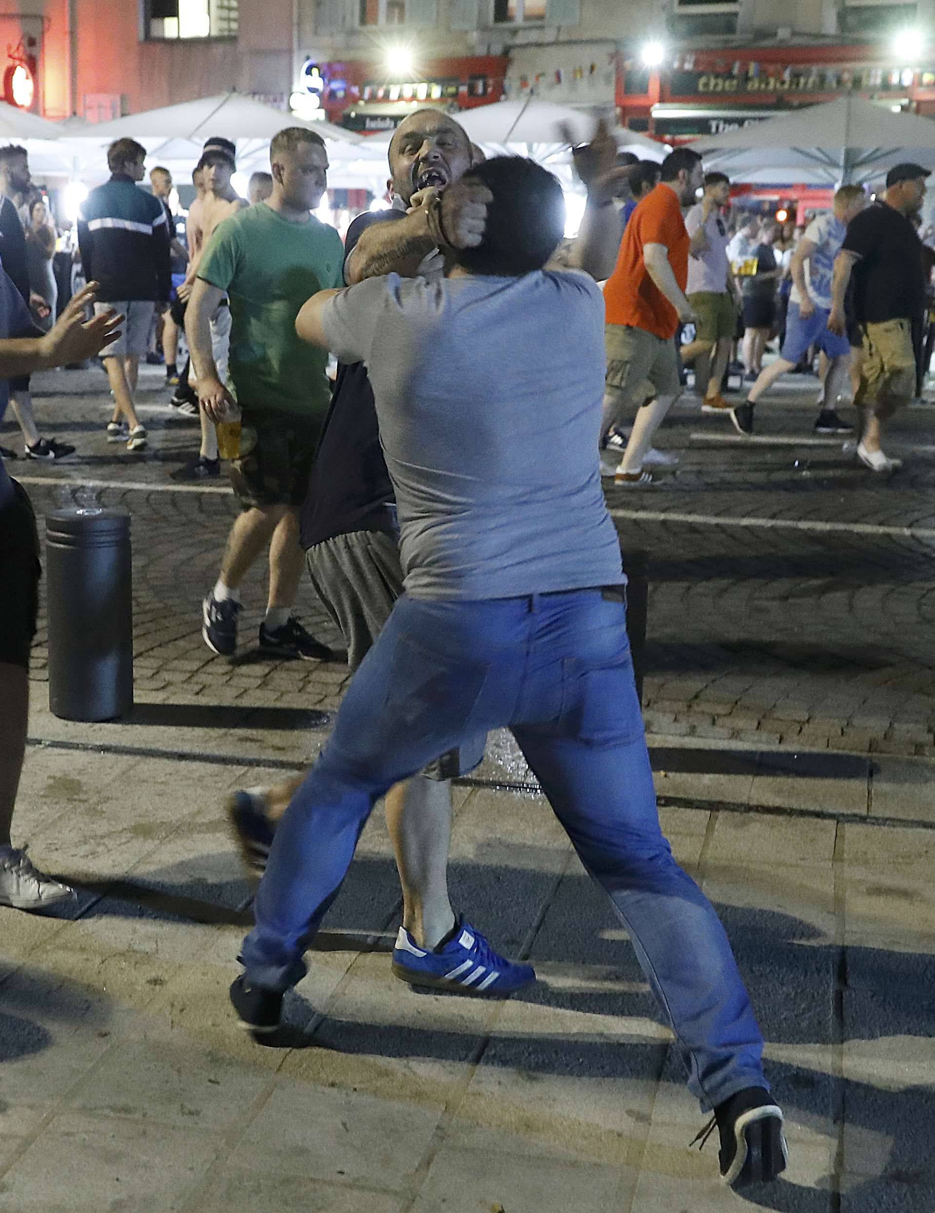 Local youths and supporters clash ahead of England's EURO 2016 match against Russia in Marseille