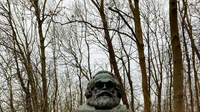 Philosopher Marx's grave site is seen vandalised with red paint in London