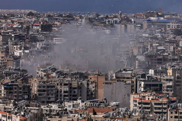 Smoke rises after strikes on Beirut's southern suburbs