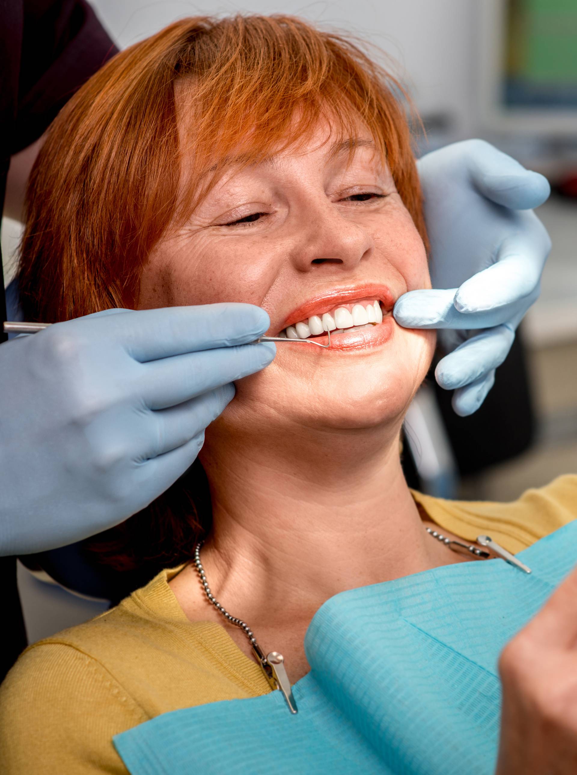 Senior woman in the dental office.