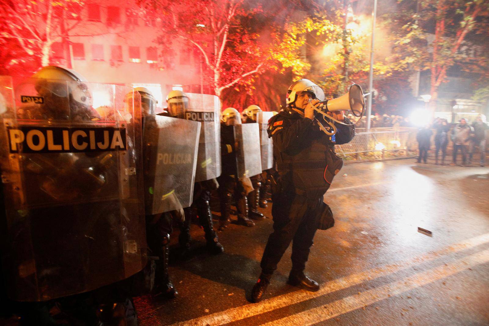 Protestors confront with police in Podgorica