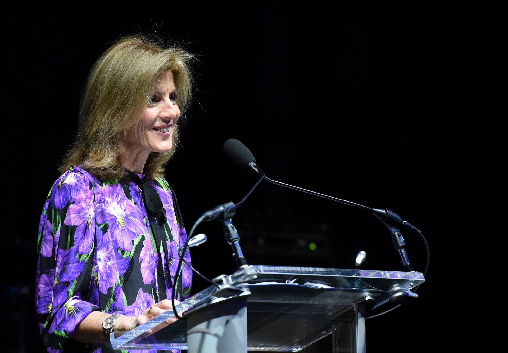 Caroline Kennedy Schlossberg addresses the audience during the 2018 John F. Kennedy Profile in Courage Award Dinner at the John F. Kennedy Presidential Library in Boston