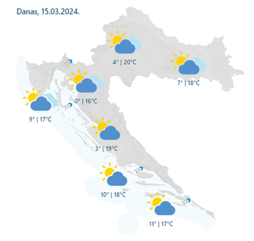 Danas temperature i do 20 °C, za vikend stiže nova promjena