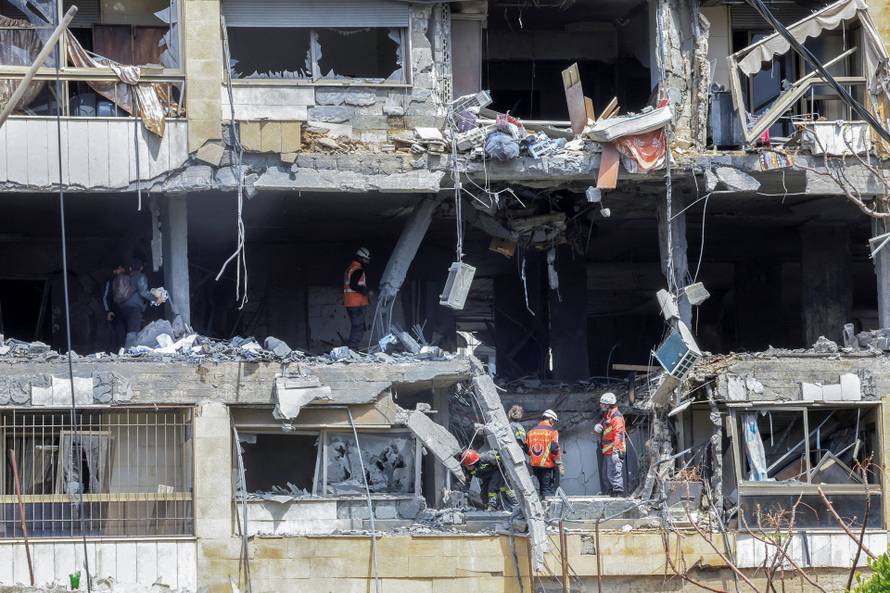 A damaged building following a targeted Israeli strike, in Beirut