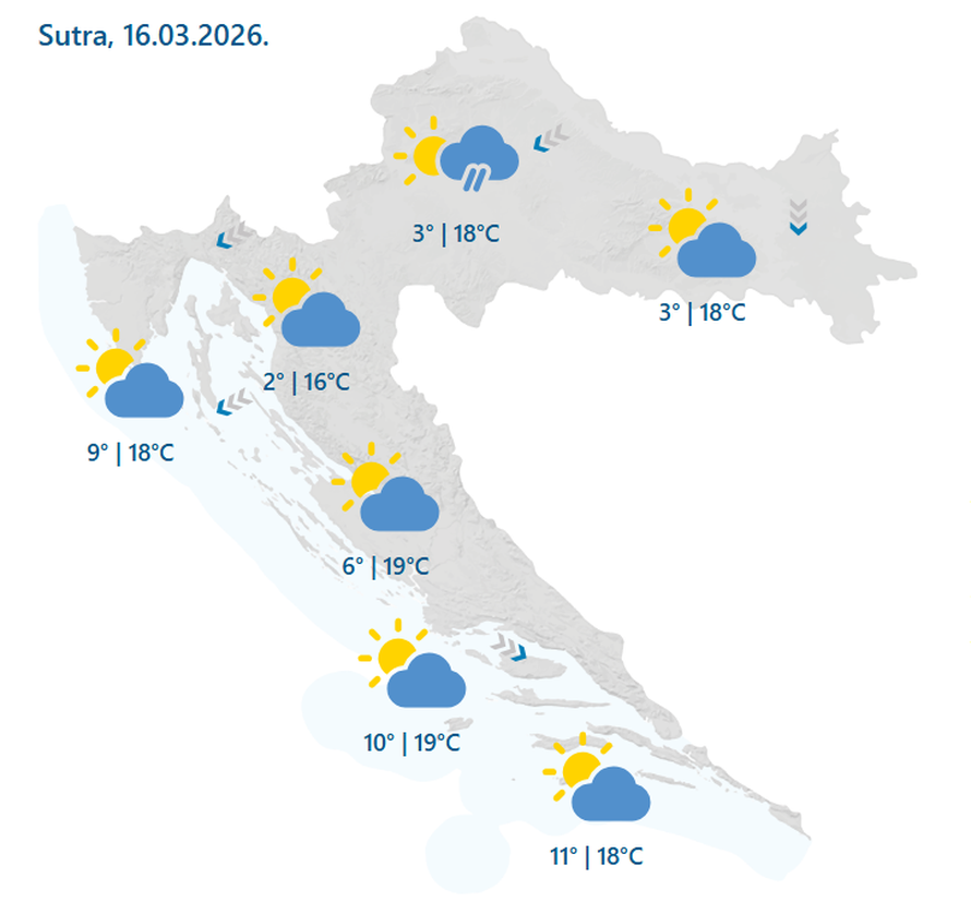 Temperature će pasti, stiže prva marčana bura. U gorju - snijeg!
