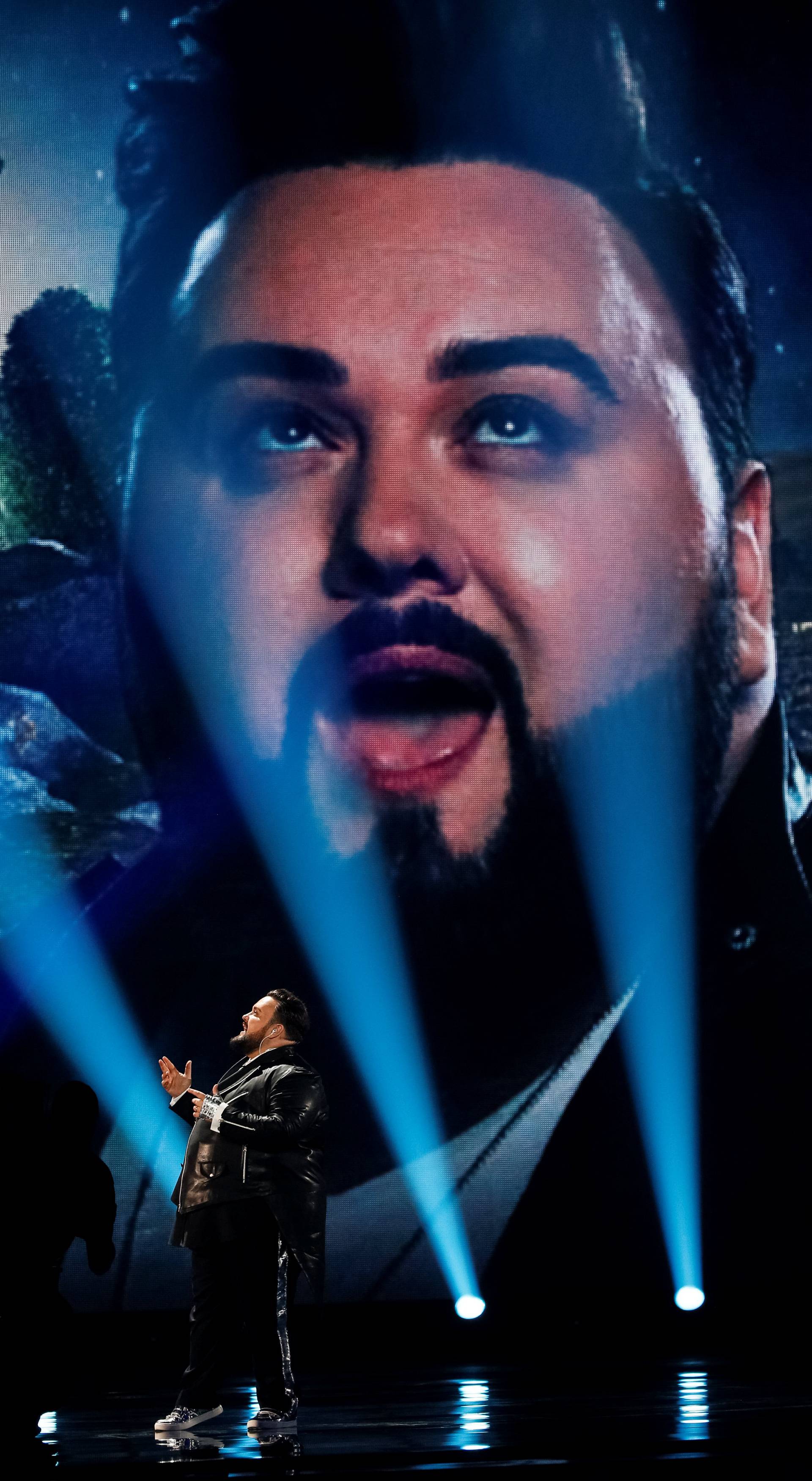 Croatia's Jacques Houdek performs with the song "My Friend" during the Eurovision Song Contest 2017 Grand Final Dress rehearsal 1 at the International Exhibition Centre in Kiev