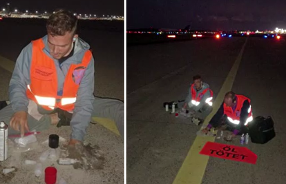 VIDEO Klimatski aktivisti su se zalijepili za pistu u njemačkoj zračnoj luci, otkazali niz letova