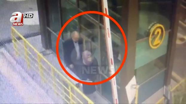 Still image taken from CCTV video purports to show Khashoggi and his fiancee going to Saudi consulate