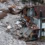 A drone view shows a flooded residential area in Donja Jablanica