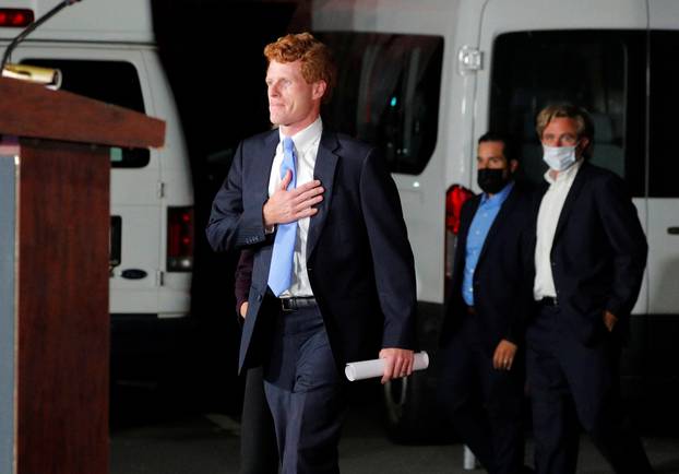 U.S. Representative Joe Kennedy III holds a primary election rally in Watertown