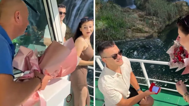 VIDEO Romantika na Krki: Zaprosio djevojku kod slapova, pomogla mu posada broda