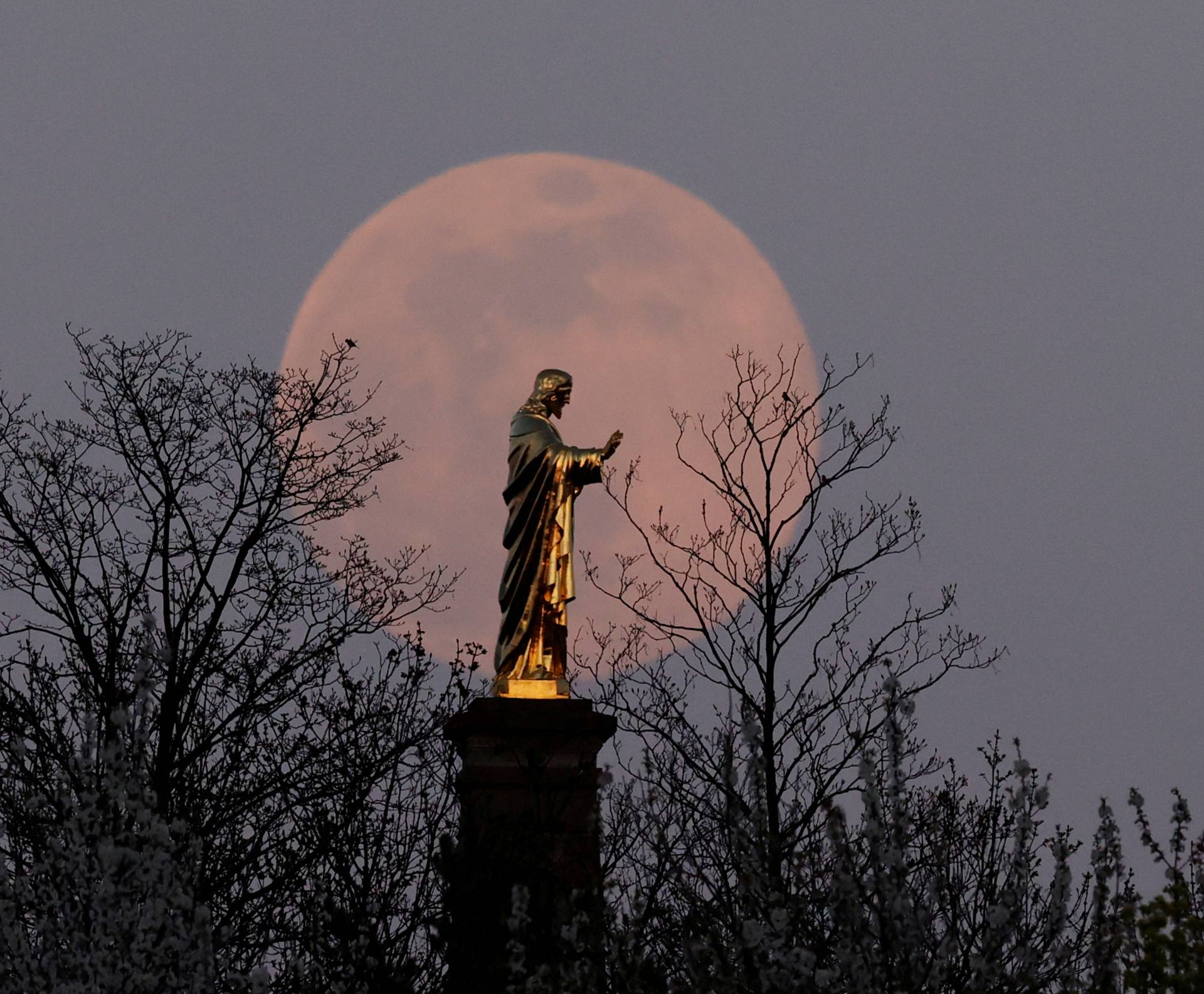 The pink supermoon rises in Wolxheim