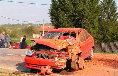 Ženi u vožnji cigle s tegljača zdrobile auto