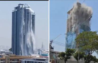 U Bangkoku se urušio neboder u izgradnji. Izlili se bazeni s vrha zgrada: To je kao vodopad!