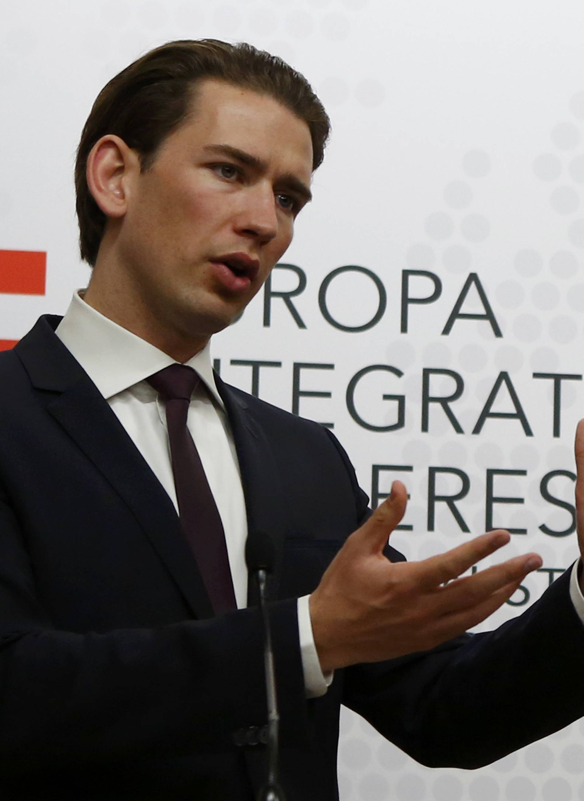 Austrian Foreign Minister Kurz addresses a news conference in Vienna