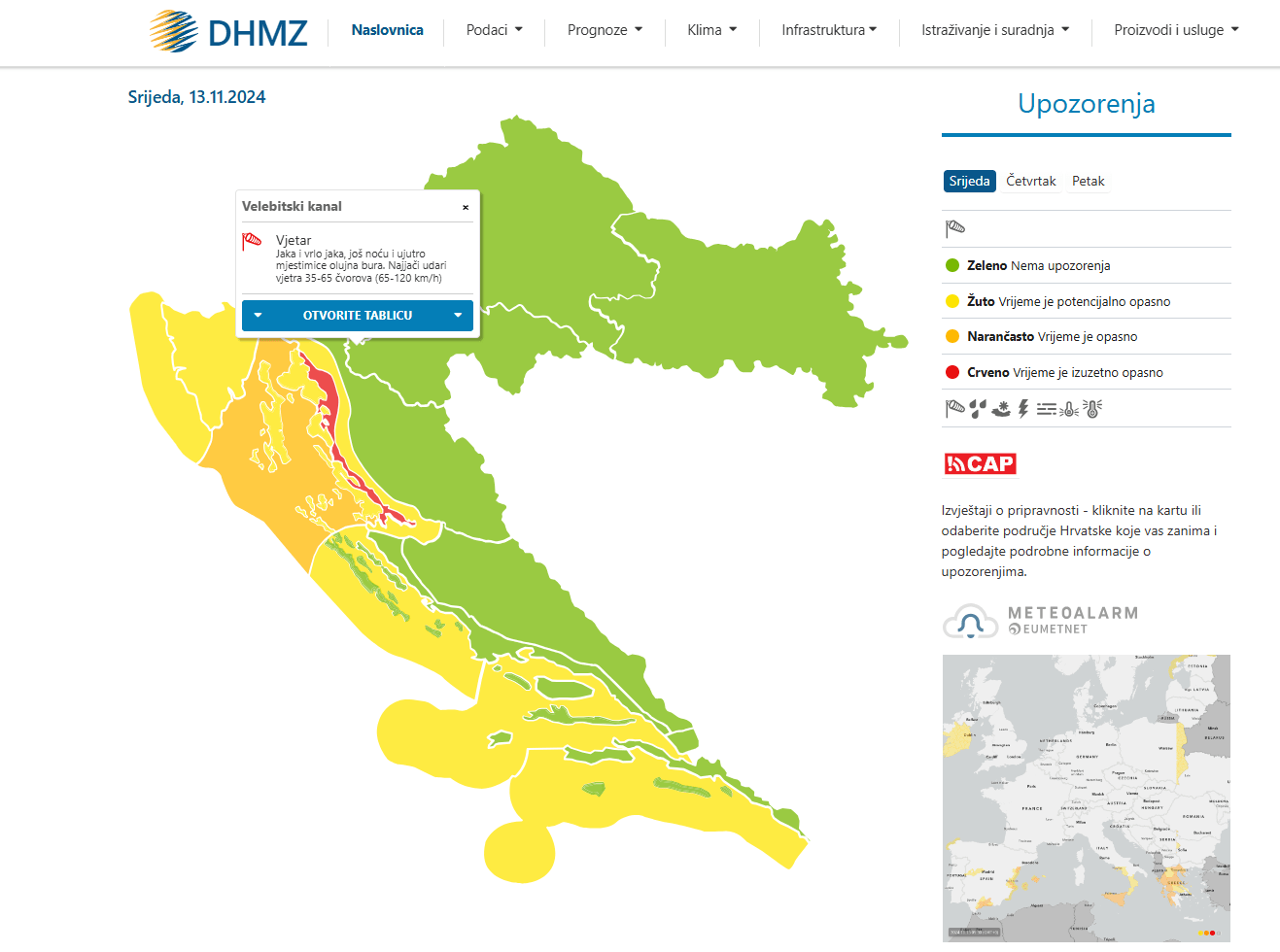 Novost na DHMZ-u: Od danas su upozorenja za opasno vrijeme dostupna tri dana unaprijed