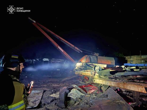 Aftermath of a Russian drone attack in Kyiv region