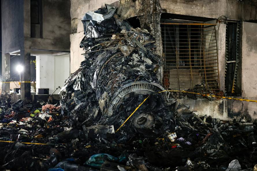 Aftermath of the Air India crash during take-off, in Ahmedabad