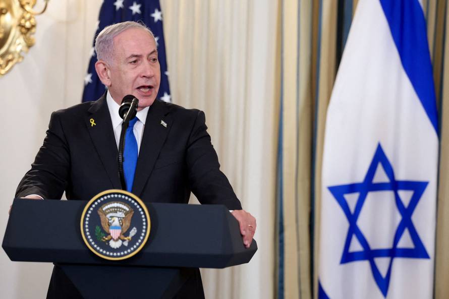 U.S. President Trump meets Israeli PM Netanyahu at the White House in Washington