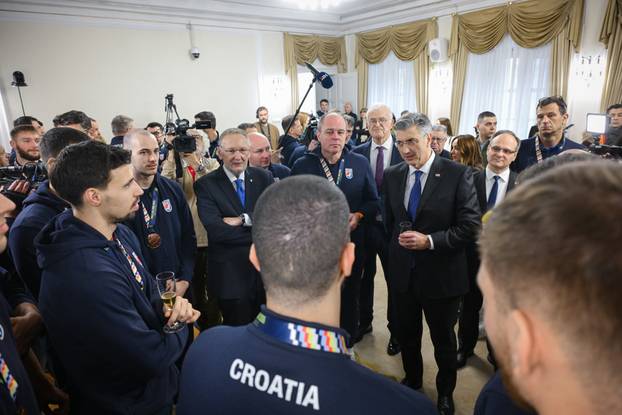 Zagreb: Prijem rukometaša u Banskim dvorima
