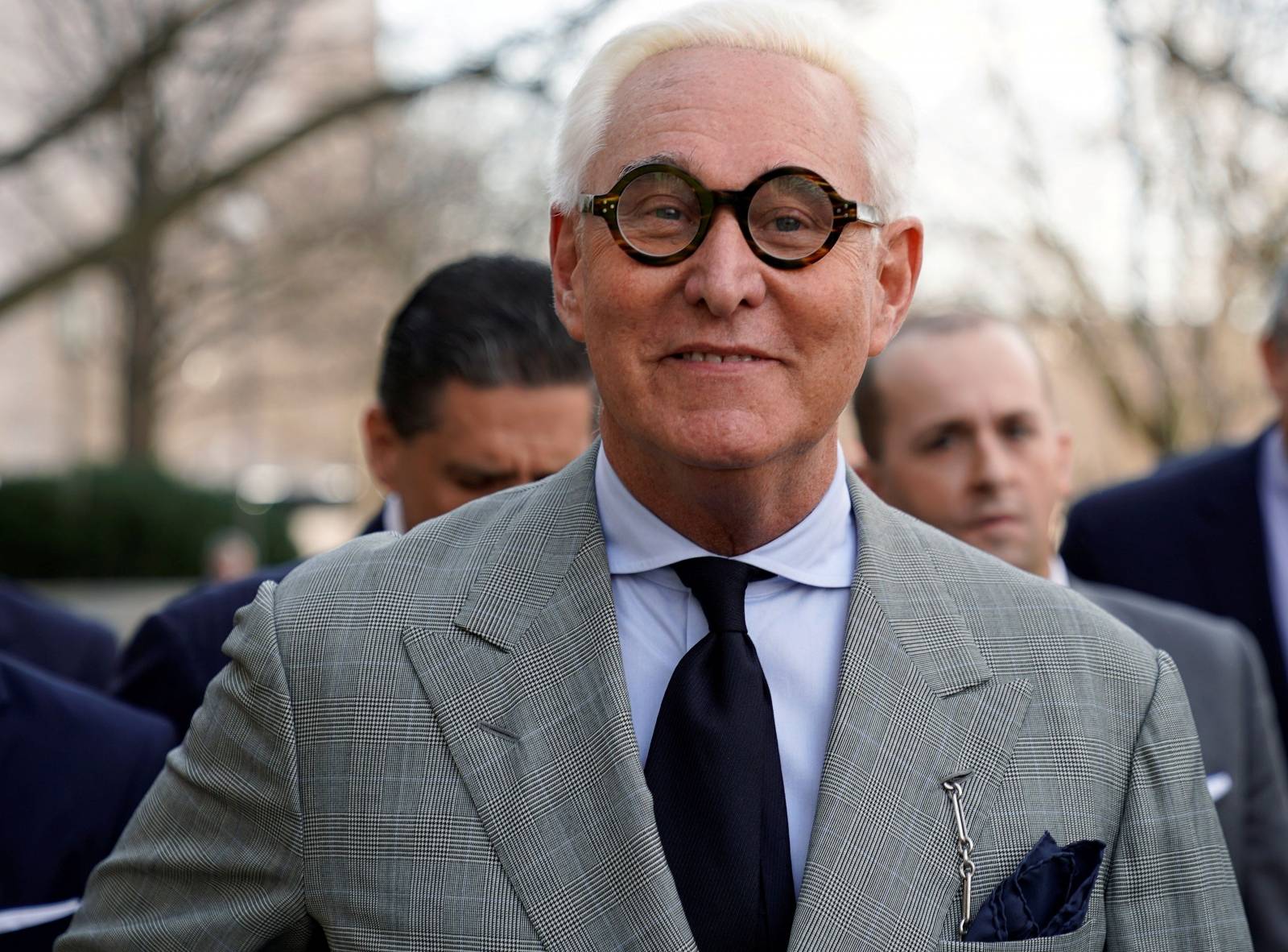 FILE PHOTO: Roger Stone departs after status hearing at U.S. District Court in Washington