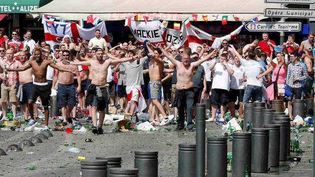 England supporters gather before the Euro 2016 England versus Russia match in Marseille