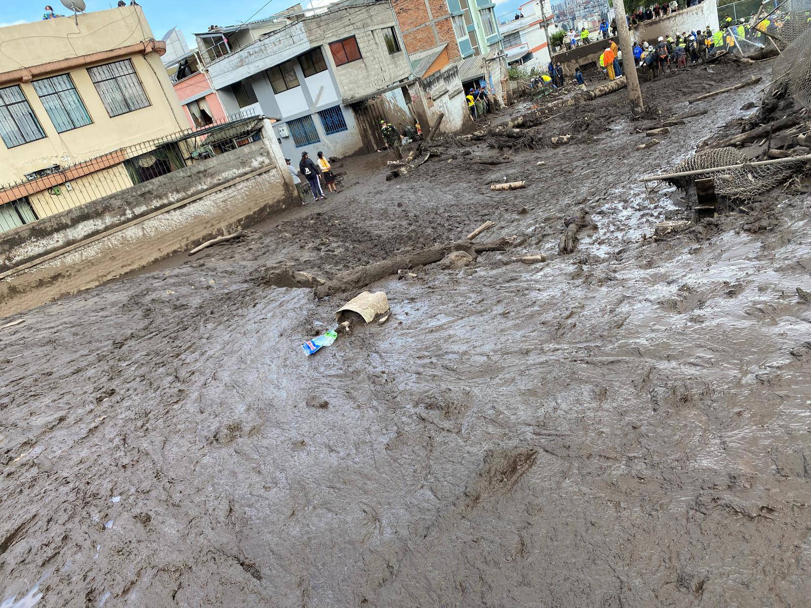 Flooding site and aftermath at La Gasca neighborhood in Quito, Ecuador