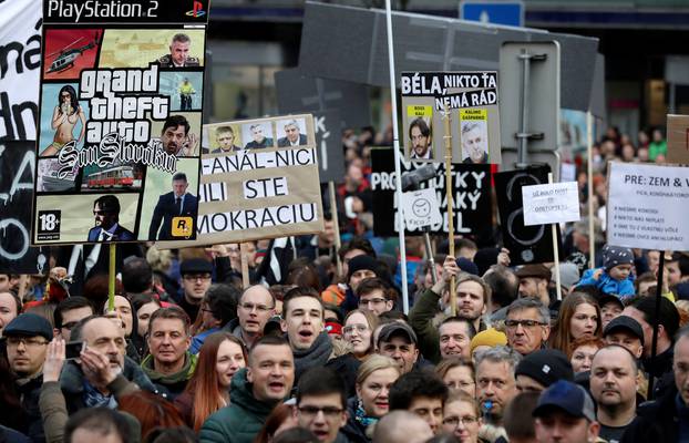 Rally in reaction to the murder of Slovak investigative reporter Jan Kuciak is held in Bratislava