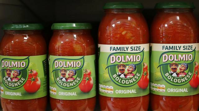Dolmio pasta sauces are seen in a store in in London
