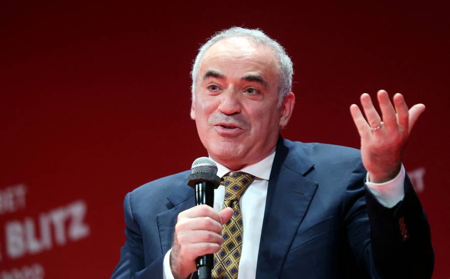 Former world chess champion Kasparov speaks as he opens Grand Chess Tour Superbet Rapid & Blitz Poland 2022 in Warsaw