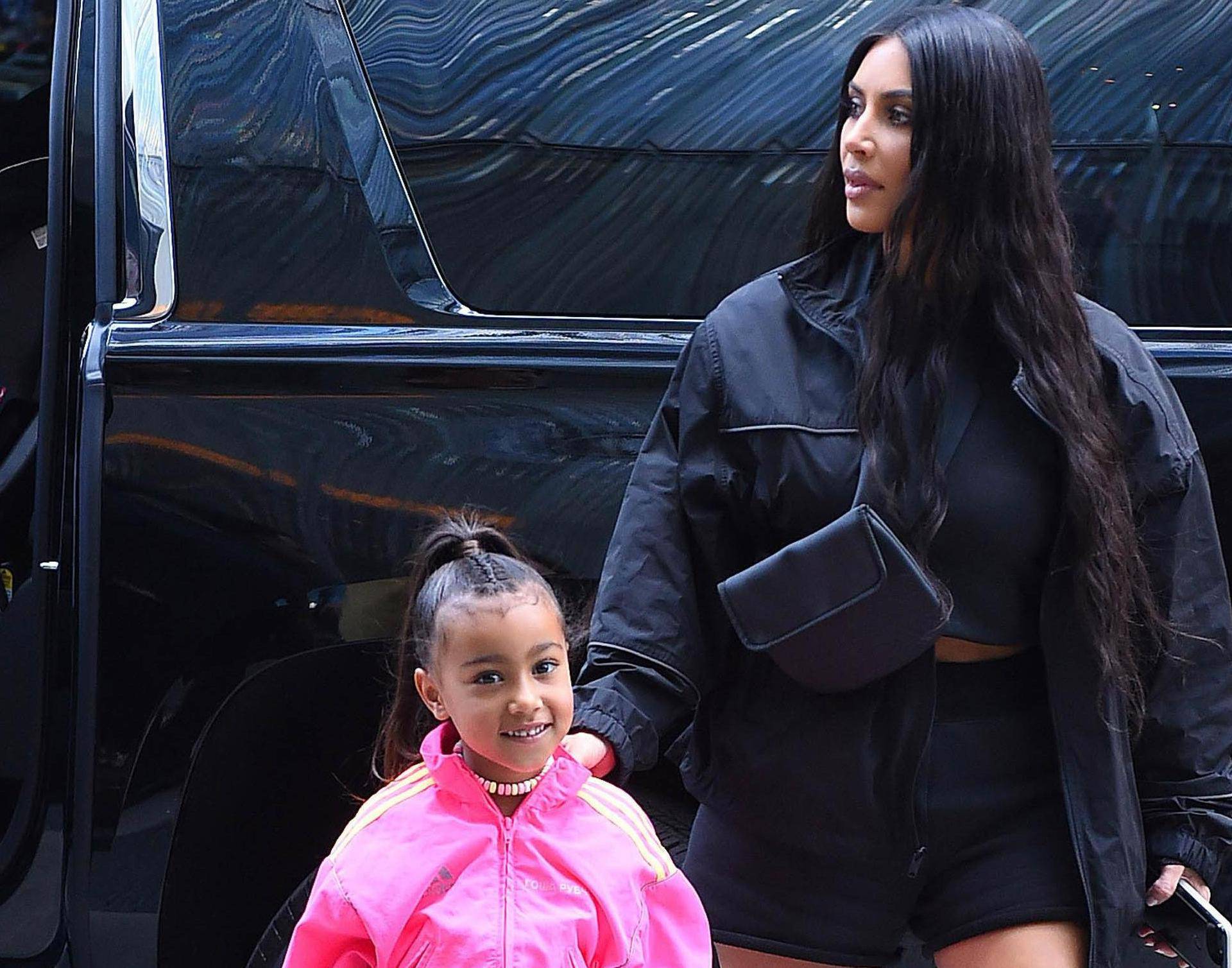 Kim Kardashian and North West is seen in Los Angeles