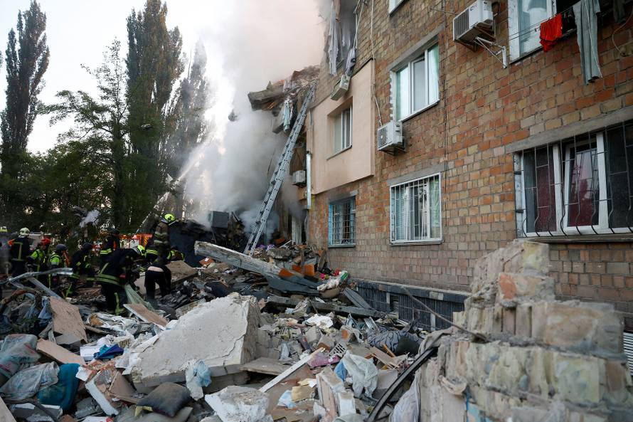 Aftermath of a Russian missile and drone attack in Kyiv