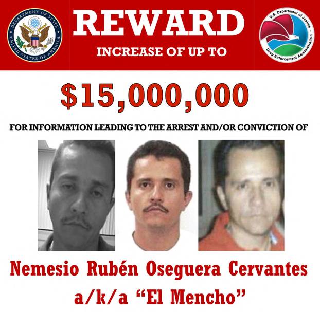 Mexican drug lord Nemesio Oseguera Cervantes, also known as El Mencho, appears in undated photographs on the U.S. Department of State website