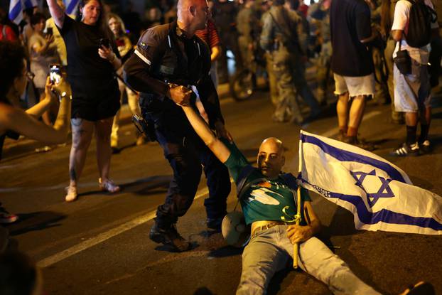 Demonstration against Israeli Prime Minister Benjamin Netanyahu's government and a call for the release of hostages in Gaza, amid the Israel-Hamas conflict, in Tel Aviv