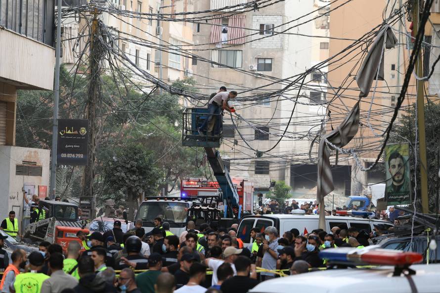 Aftermath of Israeli military strike in Beirut's southern suburbs