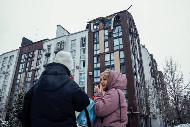 Aftermath of a Russian drone attack in Kyiv region