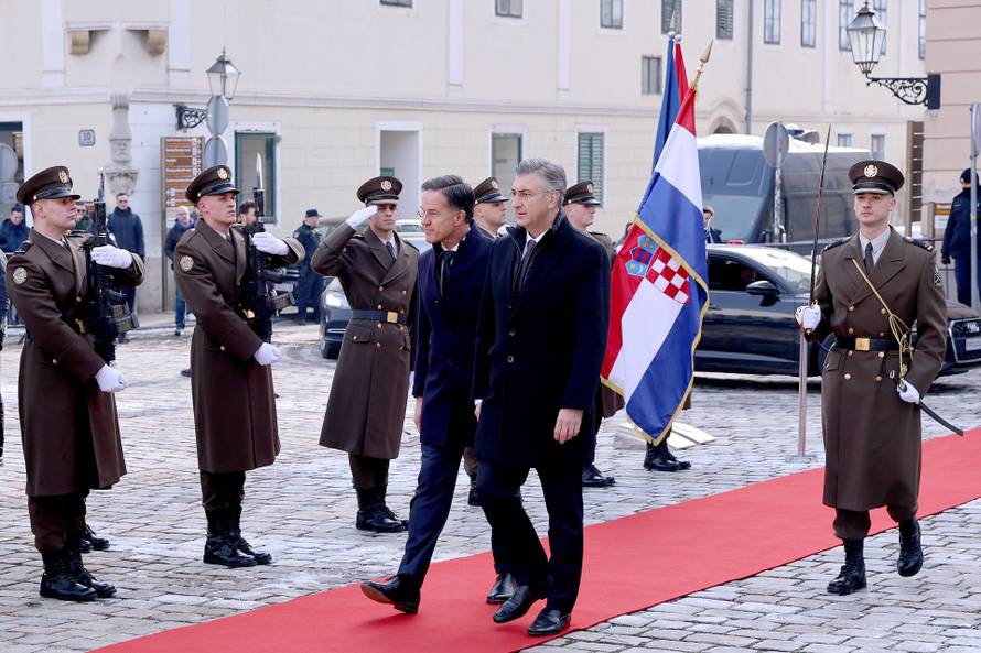 Zagreb: Plenković u Banskim dvorima primio glavnog tajnika NATO-a Marka Ruttea