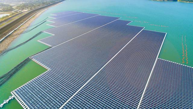 Aerial,View,Of,Floating,Solar,Panels,Or,Solar,Cell,Platform