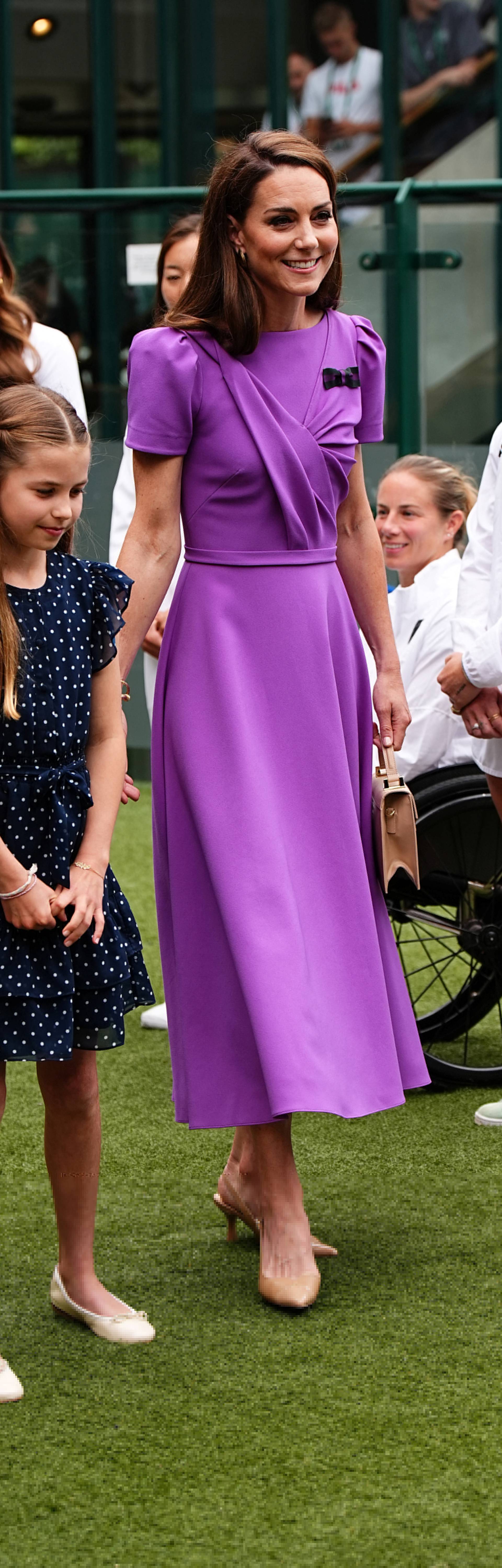 Britain's Catherine, Princess of Wales and Princess Charlotte at the 2024 Wimbledon Championships in London